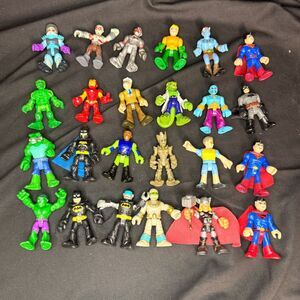 24pc Superhero Action Figure Lot Batman Superman Hulk Thor